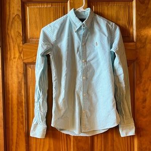 Polo Ralph Lauren Blue Pinstriped Slim Fit Button Up